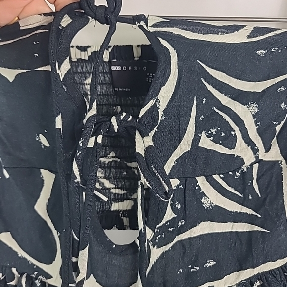 NWT ASOS Design Women's Bandeau Lace Up Maxi Linen Beach Dress Sz 2 - Picture 3 of 9